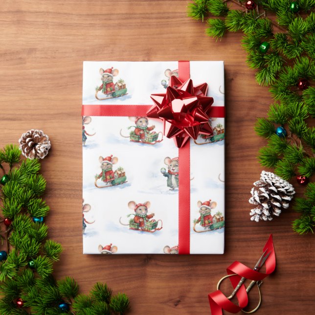 Papel De Presente Camundongos De Natal Bonitos Na Neve (Presente de Natal)