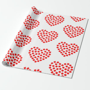 Papel De Presente canadá maple folha coração canadense