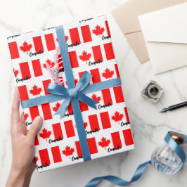 Papel De Presente Canada Wrappaper, Canadian Flag Patriot White