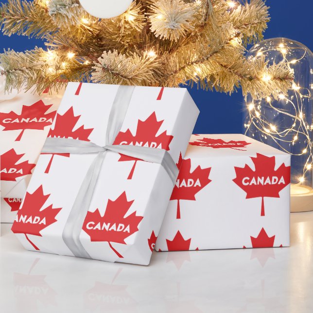 Papel De Presente Canadiano Maple Leaf Wraping Paper - Red Canada (P (Feriados)