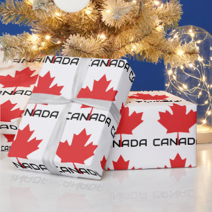 Papel De Presente Canadiano Maple Red Leaf Wrappaper - Festivo