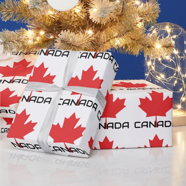 Papel De Presente Canadiano Maple Red Leaf Wrappaper - Festivo (Feriados)