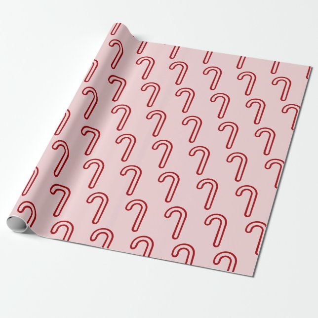 Papel De Presente Canas de doce vermelho e cor-de-rosa (Desenrolado)