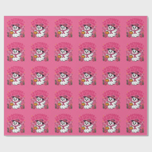 Papel De Presente Câncer de Mama em Outubro Usamos Rosa Fantasma Fof