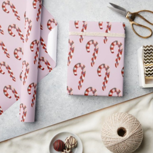 Papel De Presente Candy Cane a Rosa (Criador carregado)