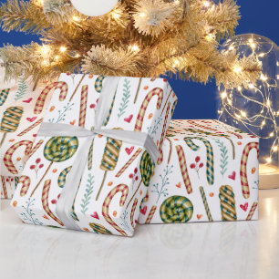 Papel De Presente Candy Cane, Berries e Sweets de Natal