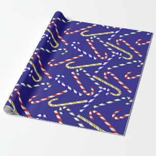 Papel De Presente Candy Cane Blue de Natal