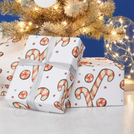 Papel De Presente Candy Cane de Natal