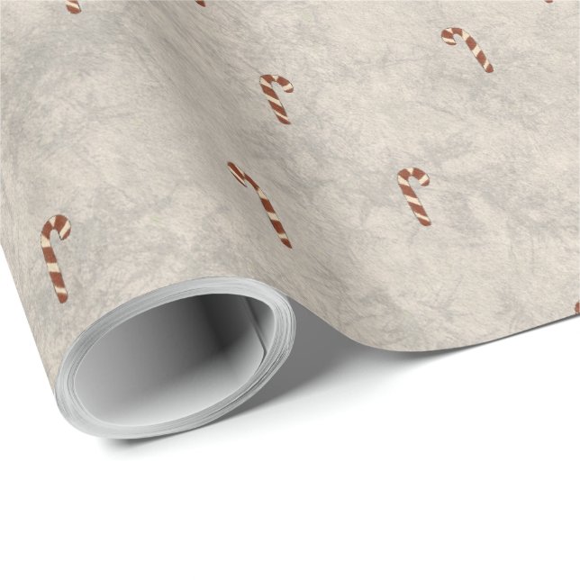 Papel De Presente Candy Cane Pattern Wrapping Paper (Ponta do rolo)