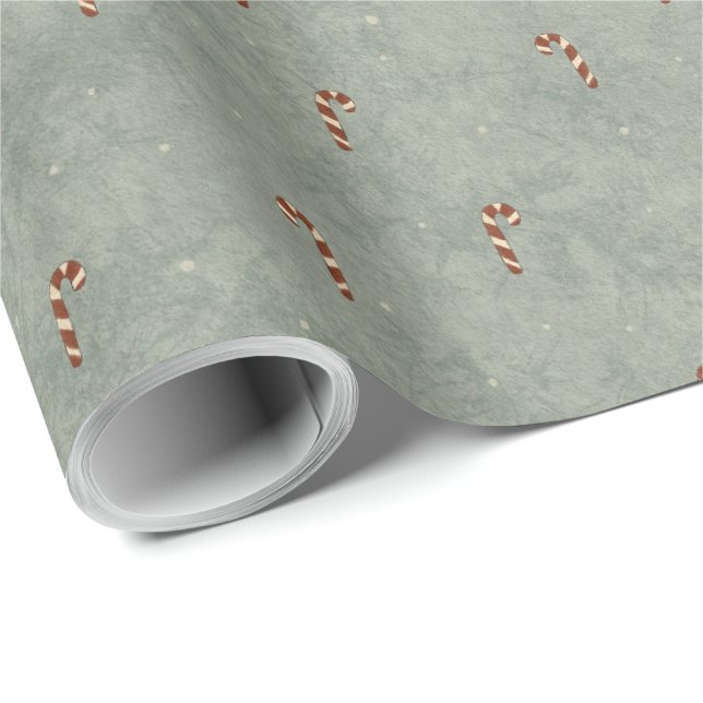 Papel De Presente Candy Cane Pattern Wrapping Paper (Ponta do rolo)