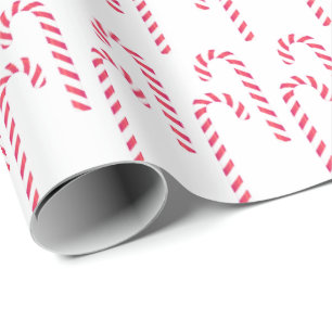 Papel De Presente Candy Cane Peppermint Natal Red White