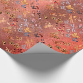 Papel De Presente Candy Dourada Borboleta-Sombra Insetos Gems Diamon