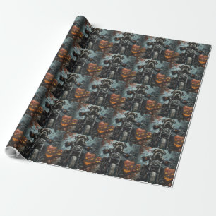 Papel De Presente Cane Corso Pilotando Moto Halloween Assustador
