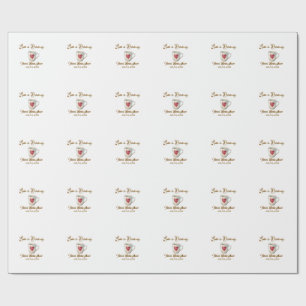 Papel De Presente Caneca de café branca com coração amor está ferven