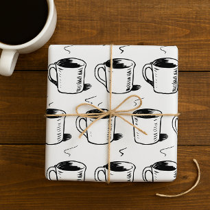 Papel De Presente Caneca de Café Desenhada à Mão Esboço Minimalista