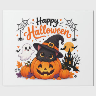 Papel De Presente Caneca de Viagem Feliz Halloween Gatinho Fofo - Br