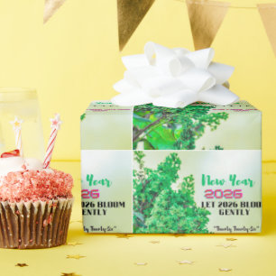 Papel De Presente Caneca do Ano Novo 2026 com Design de Floresta da 