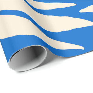Papel De Presente Caneca envolvente floral abstrata azul e bege