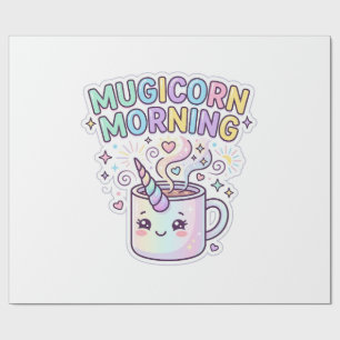 Papel De Presente Caneca Unicórnio Manhã Desenho Gráfico Zazzle Des