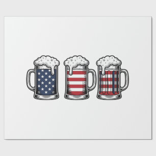 Papel De Presente Canecas de Cerveja Patrióticas Design de Camiseta