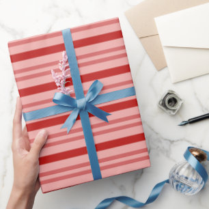 Papel De Presente Canes de Doces Vermelhos, Stripes Horizontais Eleg