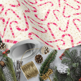 Papel De Presente Canes-Vermelho e Creme-Rosa de Natal Texturados
