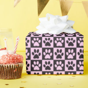 Papel De Presente Caneta de Cães Imprime preto e rosa