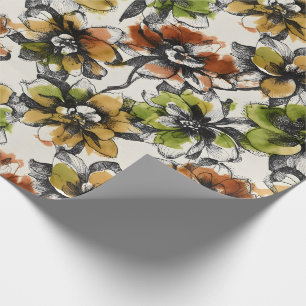 Papel De Presente Caneta de Lavagem de Álcool Abstrato Médio e Flore