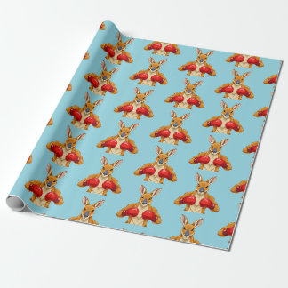 Papel De Presente Canguru animado com luvas de boxe vermelhas