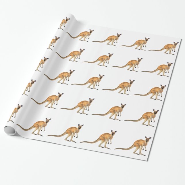 Papel De Presente Canguru vermelho na vista lateral (Desenrolado)