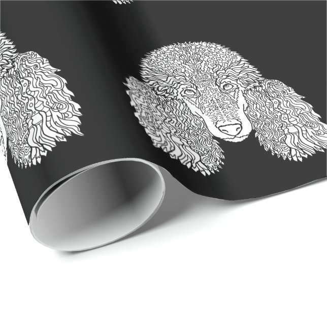 Papel De Presente Caniche - cães detalhados (Ponta do rolo)