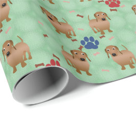 Papel De Presente Caninos - Dachsund Red Tils v1