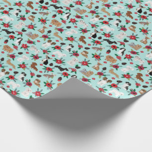 Papel De Presente Caninos Poinsettias Christmas Floral Gift Wrap