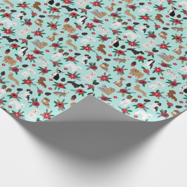 Papel De Presente Caninos Poinsettias Christmas Floral Gift Wrap (Ponta)
