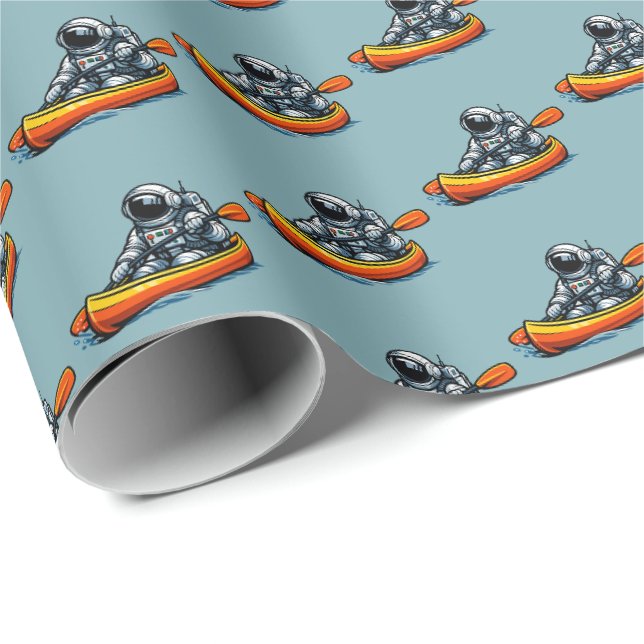 Papel De Presente Canoagem de Astronauta (Ponta do rolo)
