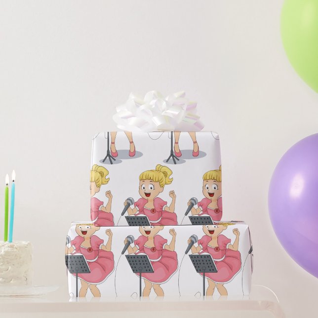 Papel De Presente Cantando Garota (Criador carregado)