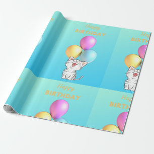 PAPEL DE PRESENTE CANTANDO KITTEN FELIZ ANIVERSÁRIO