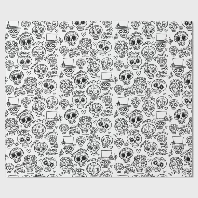 Papel De Presente Cântaros de açúcar do Dia de Los Muertos - Coloraç (Aberto)