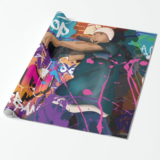 Papel De Presente Cantor de Hip Hop (Desenrolado)
