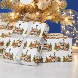 Papel De Presente Cantores de Natal de Crianças Fofas Com Animais de