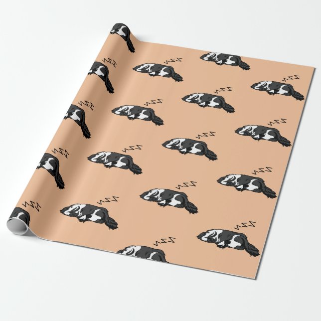 Papel De Presente Cão Adormecido ZZZ English Springer Spaniel Pet (Desenrolado)
