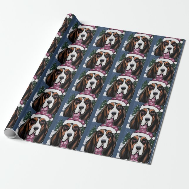 PAPEL DE PRESENTE CÃO BASSET  (Desenrolado)