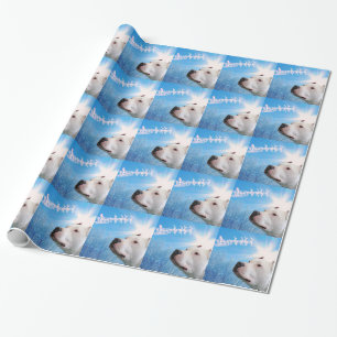 Papel De Presente Cão branco Papai Noel de espera de Terrier de