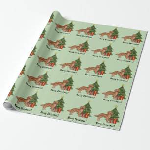 Papel De Presente Cão Cachorro E Árvore De Natal De Retriever Ouro V