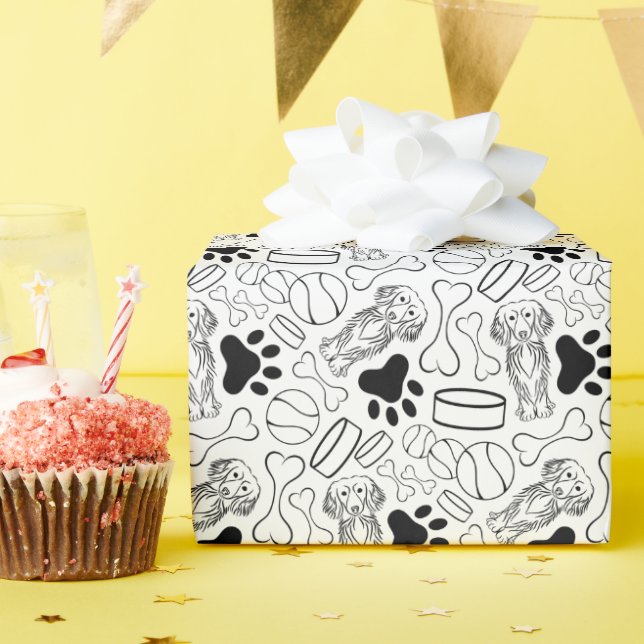 Papel De Presente Cão de Enchimento de Salsicha de Cabelo Longo (Festa de aniversário)