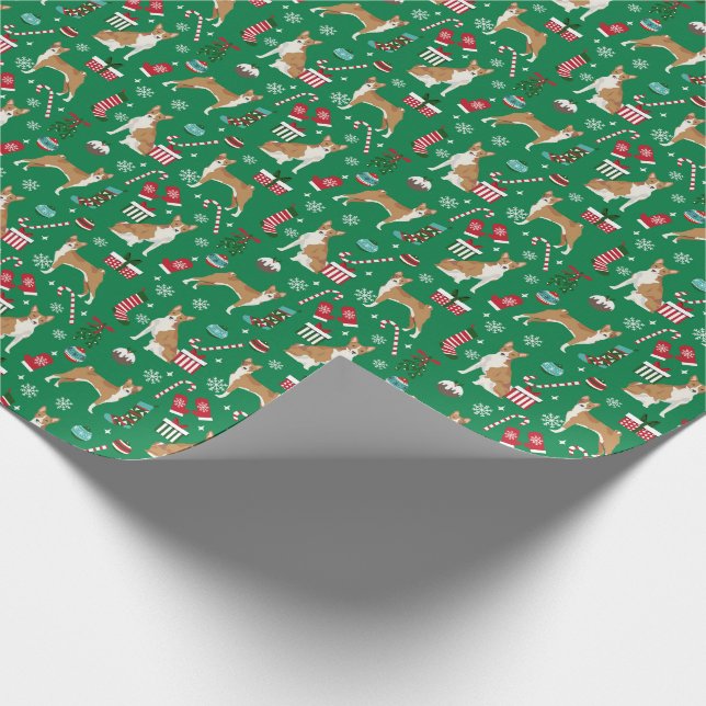 Papel De Presente Cão de Natal Basenji (Ponta)