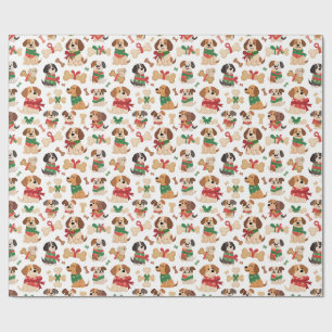 Papel De Presente Cão de Natal e Osso de Presente Colorido Natal