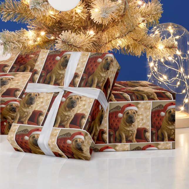 Papel De Presente Cão de Natal Shar-pei (Feriados)