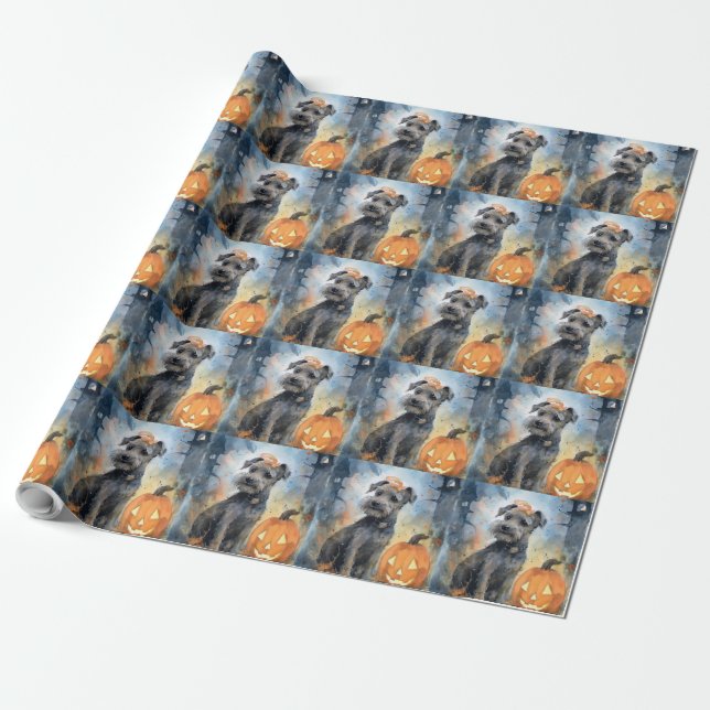 Papel De Presente Cão de Terceiro de Chesapeake Bay de Halloween com (Desenrolado)
