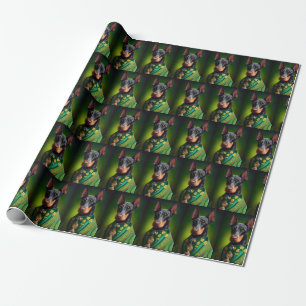 Papel De Presente Cão Doberman vestido para o Dia de São Patrício